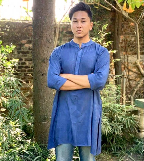 Plain Men's Kurtha Blue