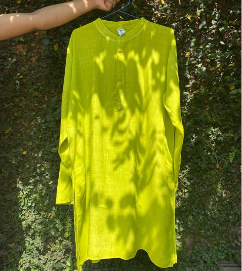 Plain Men's Kurtha Lime